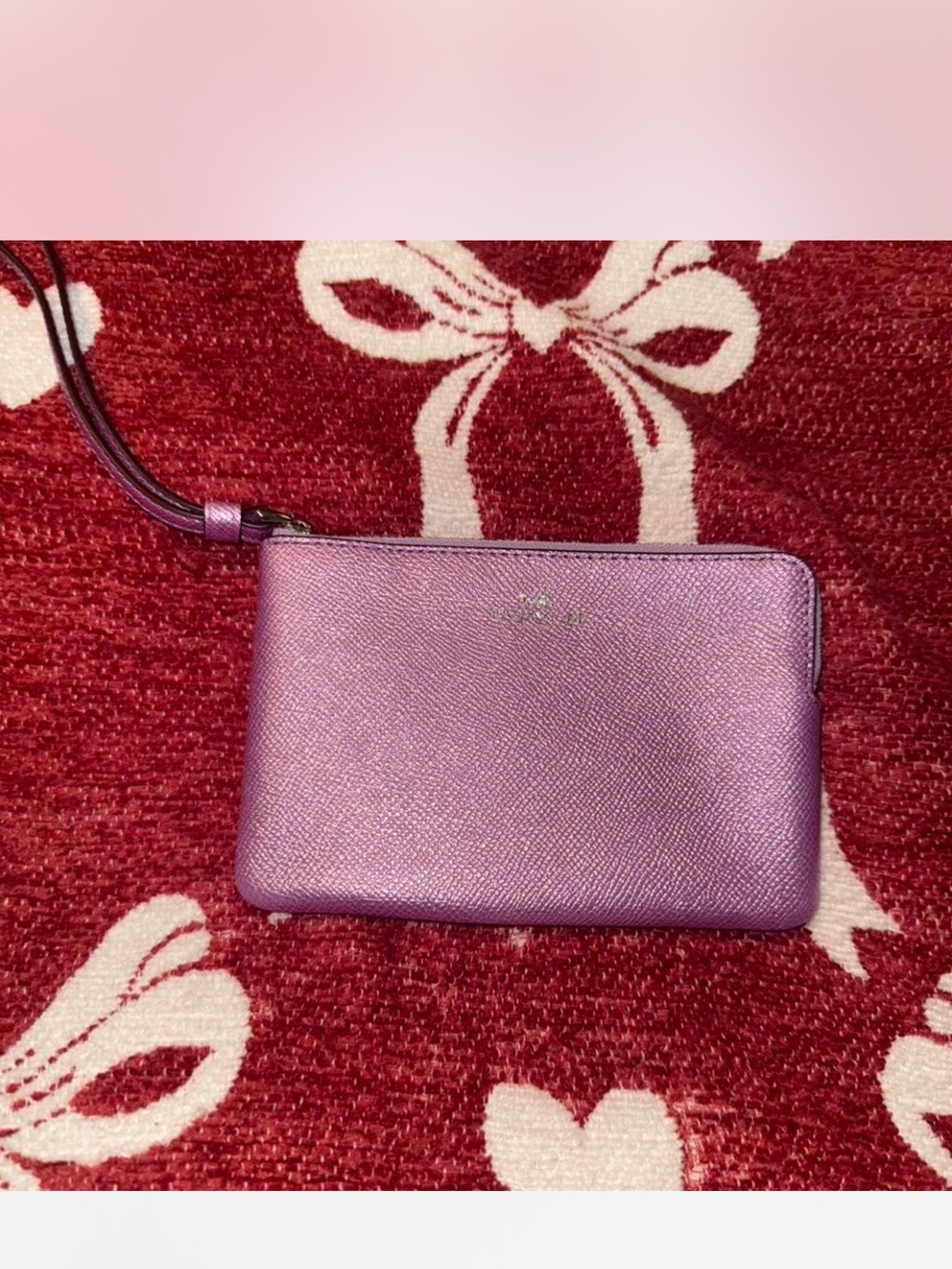 Authentic Coach Women's Metallic Lavender Wristlet Wallet